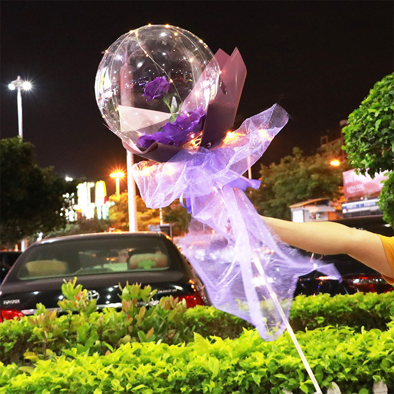 LED Luminous Balloon Rose Bouquet Transparent Bobo Ball Rose