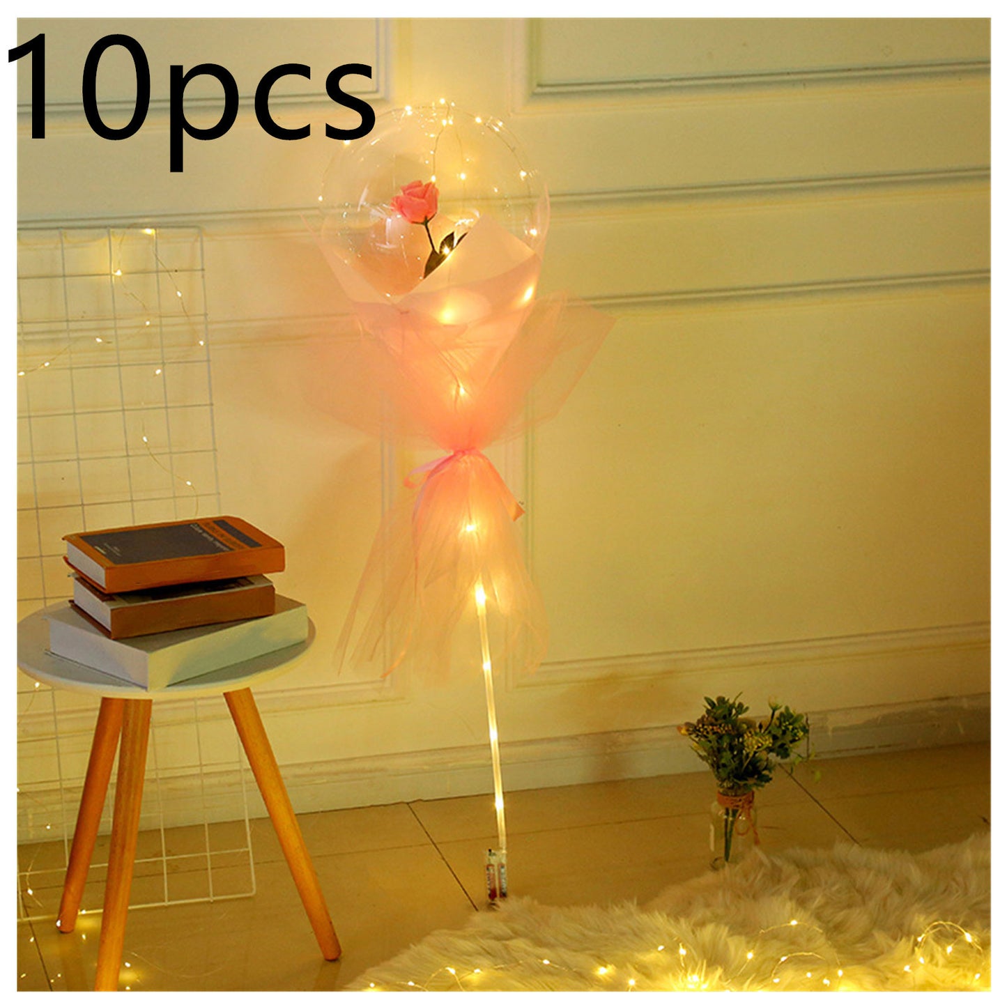 LED Luminous Balloon Rose Bouquet Transparent Bobo Ball Rose