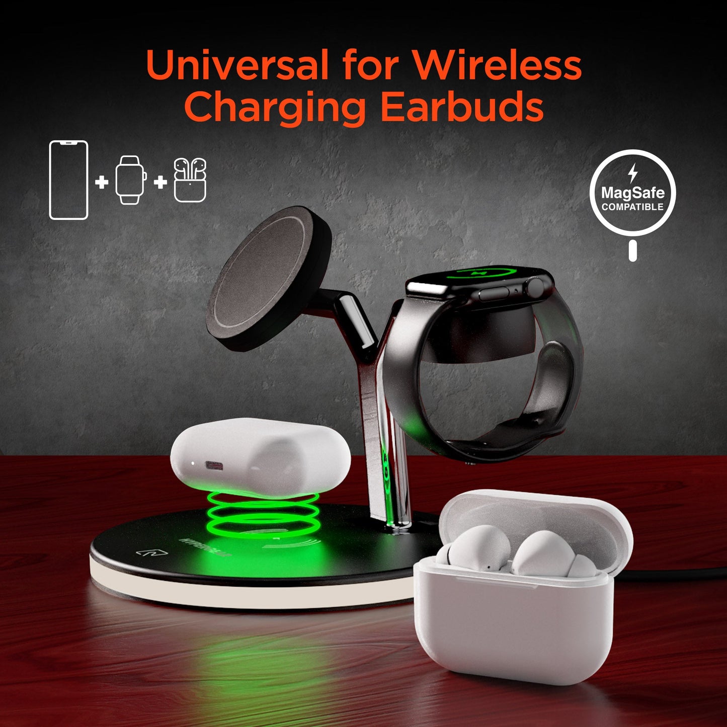 HyperGear MaxCharge 3-in-1 MagSafe Wireless Charging Stand for Phones