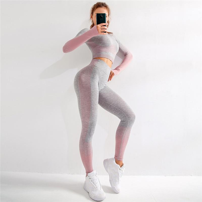 EP Sport Set Women Seamless Yoga Set Women Gym Clothes Long Sleeve