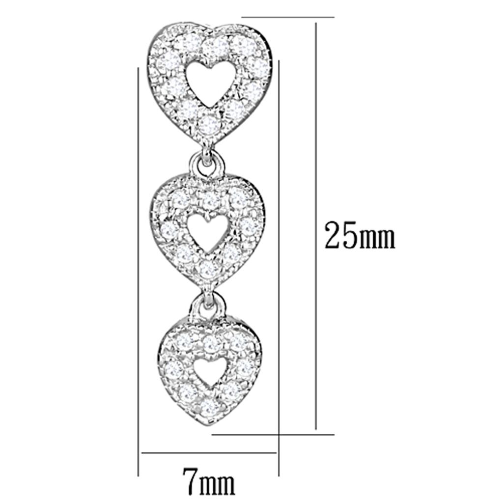 LOS722 - Rhodium 925 Sterling Silver Earrings with AAA Grade CZ  in