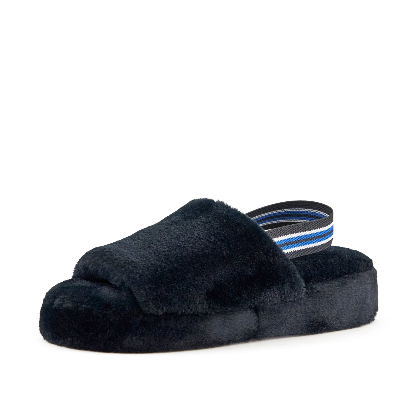 Vroue Lissabon Faux Fur Slipper Swart 