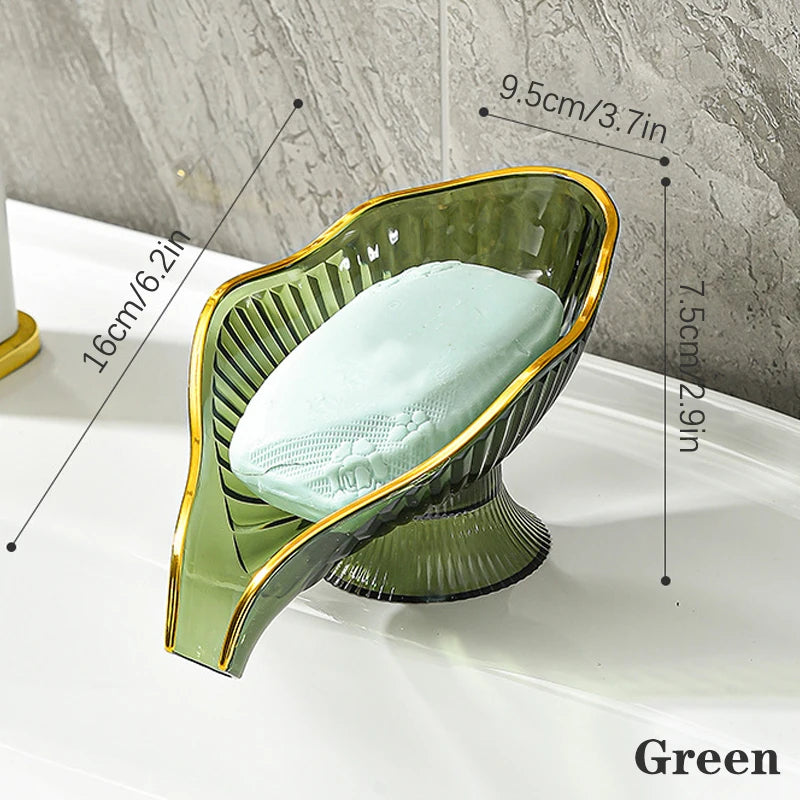 Drain Plate Tray Creative Soap Holder Soap Box Bathroom Gadgets Non-slip Laundry Soap Dish Storage Soap Case Leaf Shape