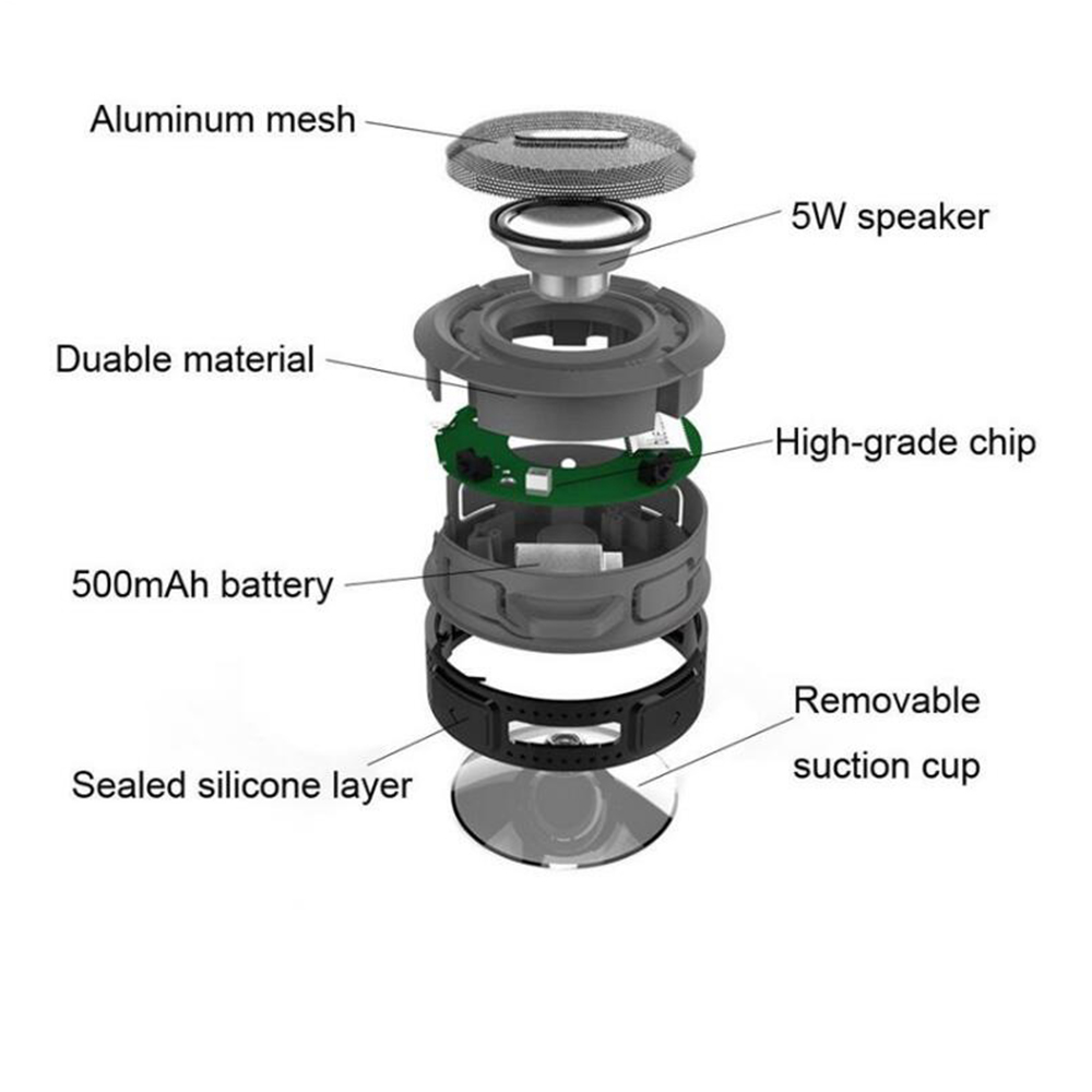 Mini draagbare waterdigte Bluetooth-luidspreker met suigbeker 