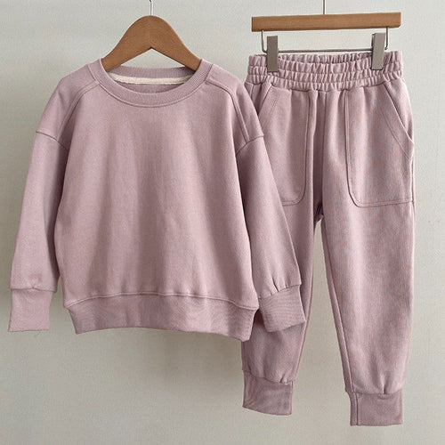 Autumn Baby Kids Unisex Casual Solid Color Long Sleeves Pullover and