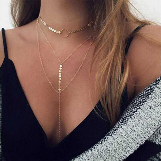 Drie Laag Lariat Choker Ketting 