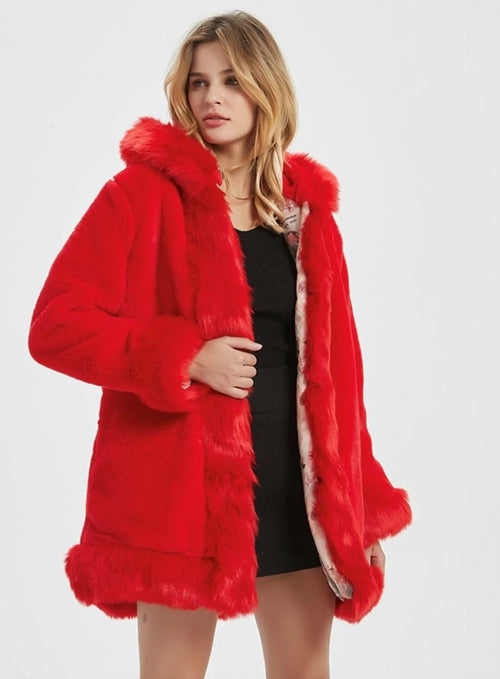 Vroue-kappe faux Fur kraagjas