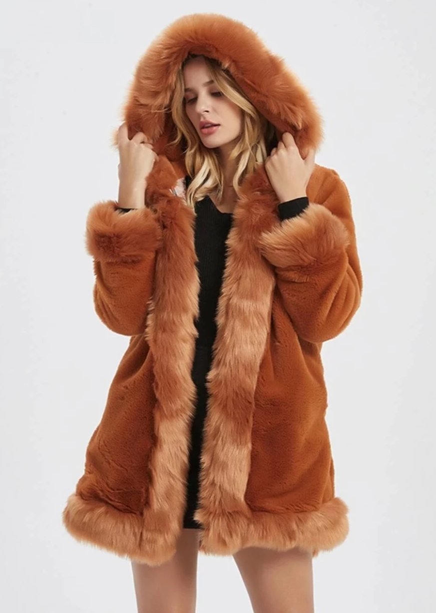 Vroue-kappe faux Fur kraagjas