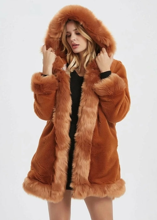 Vroue-kappe faux Fur kraagjas